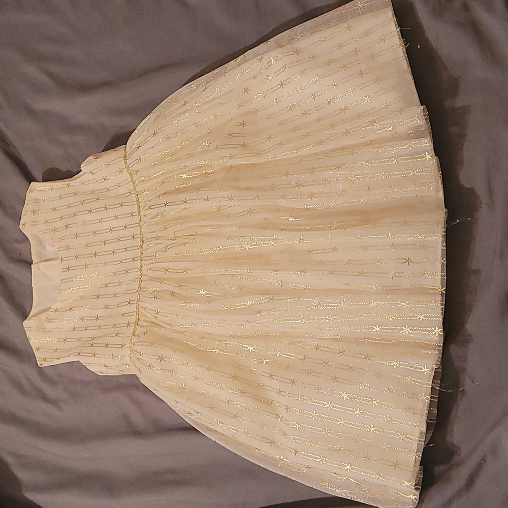 Wonder Nation brand sleeveless ivory & gold party dress